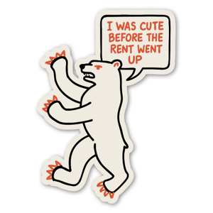 Ein wütender Bär, der höhere Mieten nicht schätzt aufkleber.