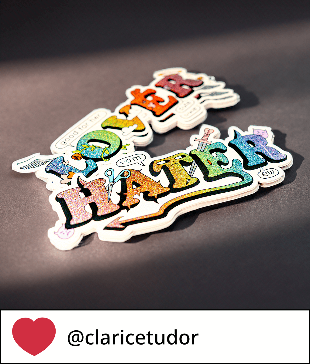 Die cut pixie dust stickers - Haters - Claricetudor
