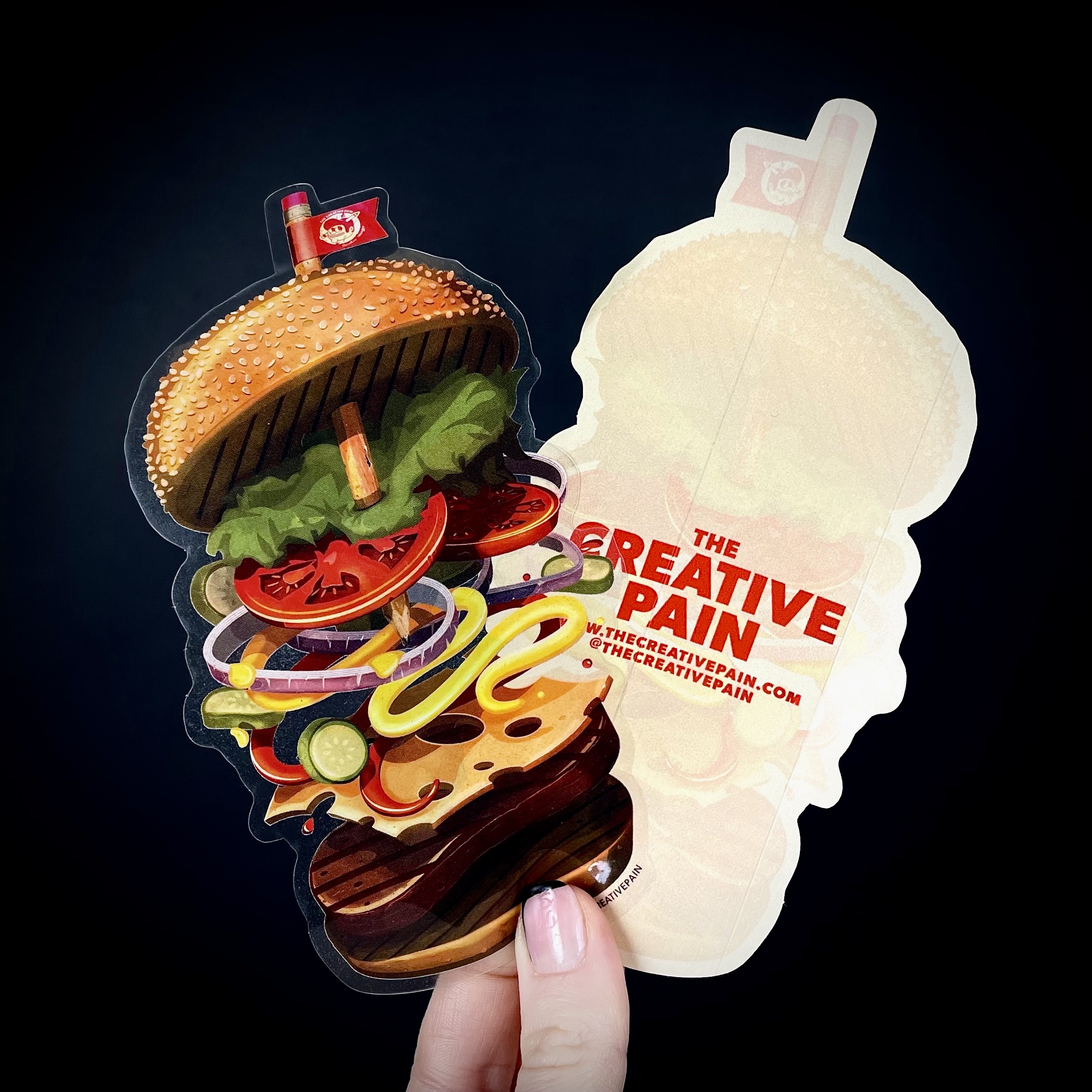 Transparent sticker of a burger